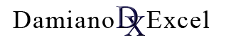 Text 'Damiano DX Excel' with a stylized 'DX' logo above it.